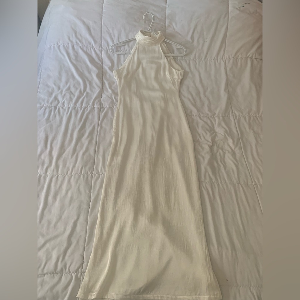 MESHKI bridal/wedding halter neck satin ivory dress size XS